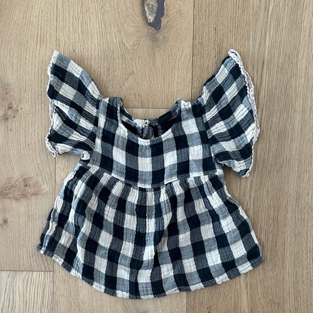 Art class tunic Checkered Kids Top - Black and White 2T